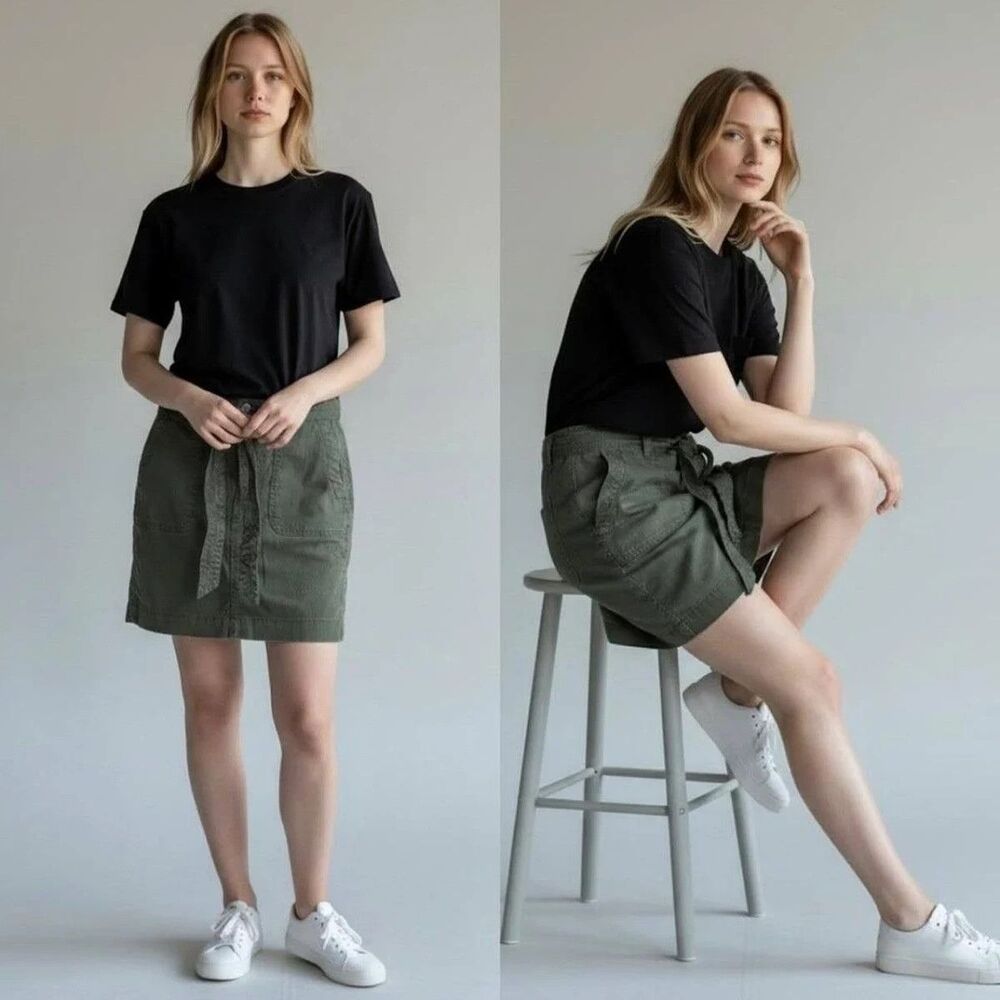 Liverpool Los Angeles "Lorena" Tie Front Cargo Skirt in Fennel Green Sz 8/29 NWT